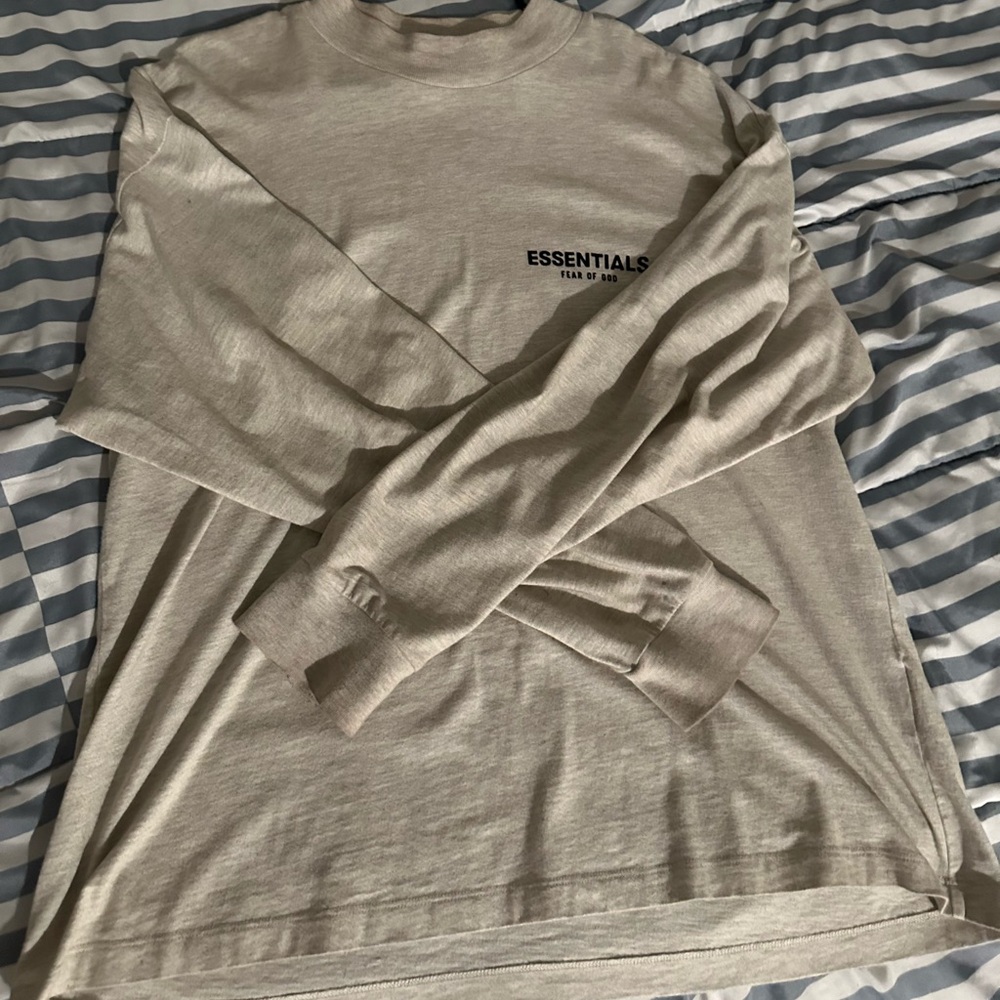 Essentials Gray Long Sleeve Tee Casual Comfort